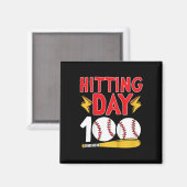 100. Schultag Baseball 100 Schultage Magnet (Vorderseite/Rückseite)