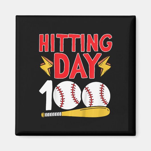 100. Schultag Baseball 100 Schultage Magnet (Vorne)