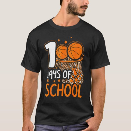 100. Schultag Basketball 100 Schultage T-Shirt (Vorderseite)
