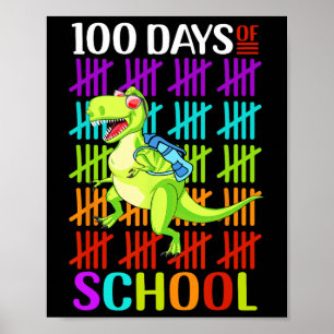 100. Schultag Dino Kinder glücklich 100 Tage Dinos Poster