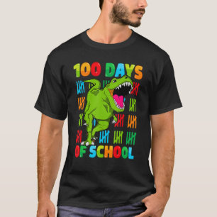 100. Schultag Dino Kinder glücklich 100 Tage Dinos T-Shirt