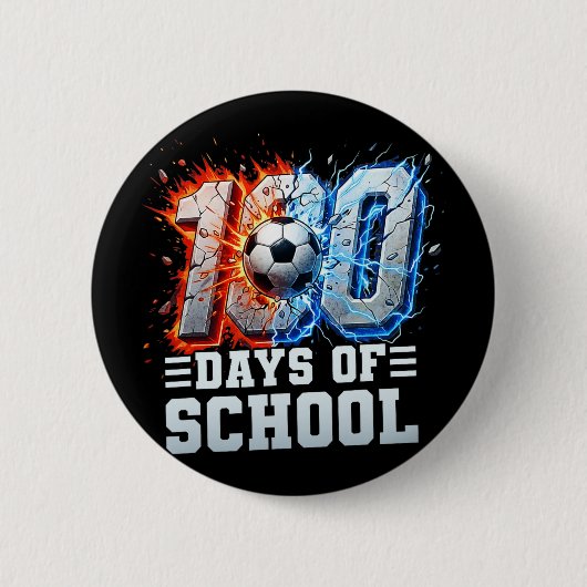 100. Schultag Fußball 100 Tage Schule Jungen Button (Vorderseite)