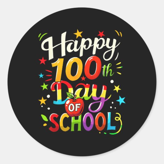 100. Schultag Glück 100 Tage _7 Runder Aufkleber (Vorderseite)