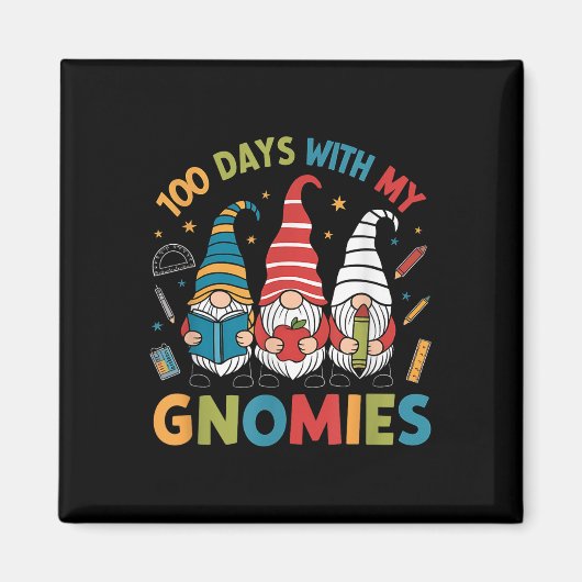 100. Schultag Gnome Lehrer Schüler 100 Da Magnet (Vorne)