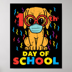 100. Schultag Hund in Maske 100 Tage Quarantäne Poster
