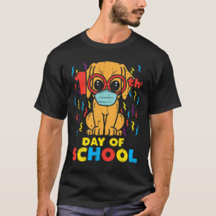100. Schultag Hund in Maske 100 Tage Quarantäne T-Shirt