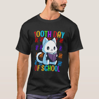 100. Schultag Katze liest T-Shirt