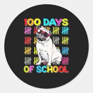 100. Schultag Kinder 100 Tage Mops Runder Aufkleber