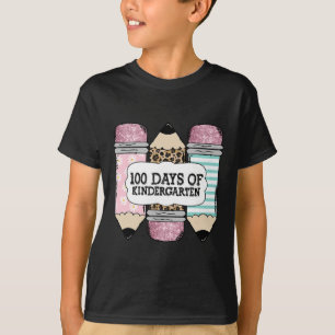 100. Schultag Kindergarten Leopard Bleistift Te T-Shirt