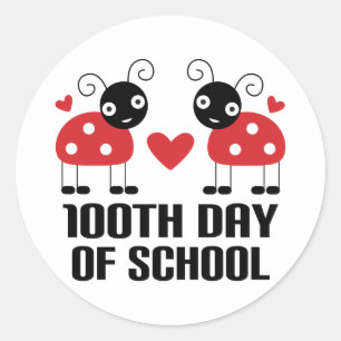 100. Schultag Ladybug Lehrer Geschenk Runder Aufkleber