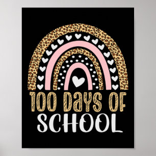 100. Schultag Lehrer 100 Tage Regenbogen Leoparden Poster