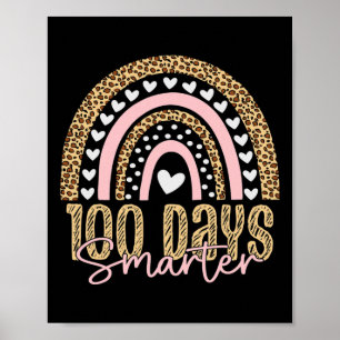 100. Schultag Lehrer 100 Tage Regenbogen Leoparden Poster