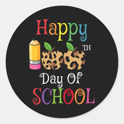 100. Schultag Leopard Print Teacher Student Runder Aufkleber (Vorderseite)
