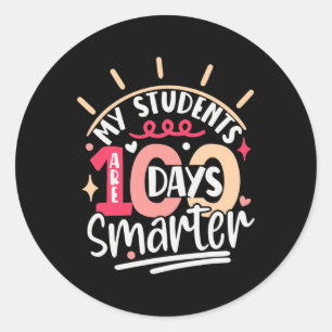 100. Schultag meine Schüler sind 100 Tage intellig Runder Aufkleber