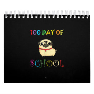 100. Schultag Mops Dog Lehrer Kinder glücklich Kalender