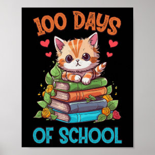 100. Schultag Niedliche Katze Kitty Teacher 100 Ta Poster