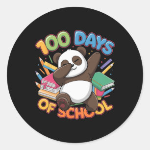 100 Schultag Panda Dabbing Crew Kinder Lehrer Runder Aufkleber