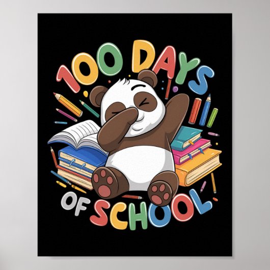 100. Schultag Panda Dabbing Crew Kinder Teache Poster (Vorne)