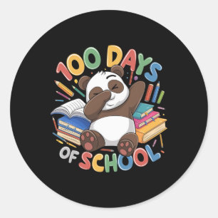 100. Schultag Panda Dabbing Crew Kinder Teache Runder Aufkleber