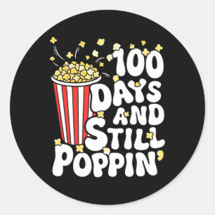 100. Schultag Popcorn 100 Tage und noch Pop Runder Aufkleber