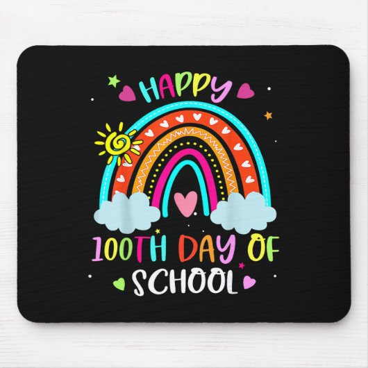 100. Schultag Regenbogen Glücklich 100 Tage schlau Mousepad (Vorne)