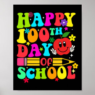 100. Schultag Retro 100 Tage Lehrer Student Poster