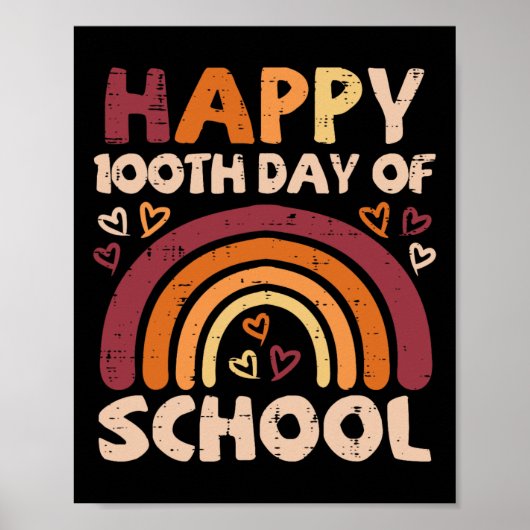 100. Schultag schwarzer Regenbogen 100 Tage Lehrer Poster (Vorne)