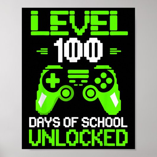 100. Schultag Shirt Kinder Videospiele Boy Gam Poster (Vorne)