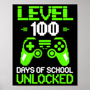 100. Schultag Shirt Kinder Videospiele Boy Gam Poster