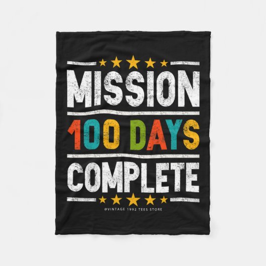 100. Schultag Shirts Mission 100 Tage abgeschlosse Fleecedecke (Vorderseite)