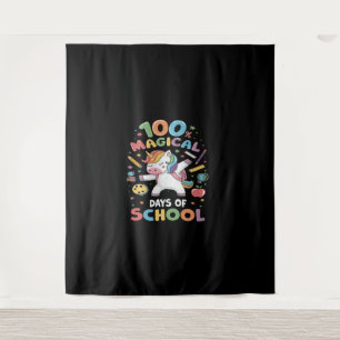 100. Schultag Unicorn 100 Magische Tage Lehre Wandteppich