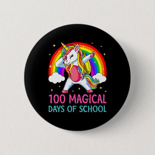 100. Schultag Unicorn 100 magische Tage Rainb Button