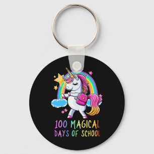 100. Schultag Unicorn 100 magische Tage Rainb Schlüsselanhänger