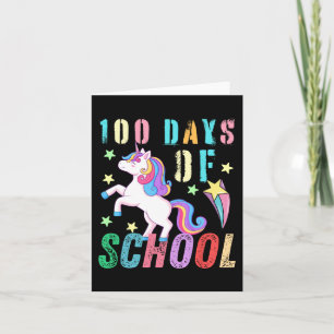 100. Schultag Unicorn Kinder 100 Tage klüger Karte