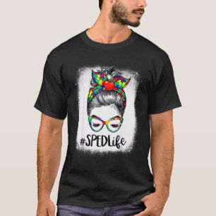 100. Schultag Unordentlicher Dutt Sped-Lehrer Auti T-Shirt