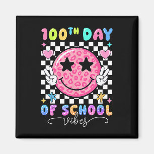 100. Schultag Vibes Cute Smile Gesicht 100 Tage Magnet