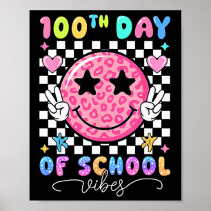 100. Schultag Vibes Cute Smile Gesicht 100 Tage Poster
