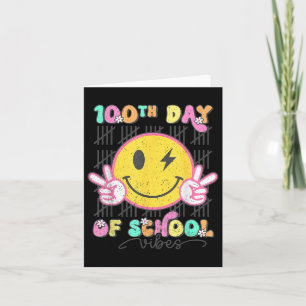 100. Schultag Vibes Niedlich Groovy 100 Tage Karte