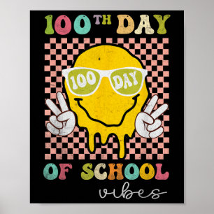 100. Schultag Vibes Niedlich Groovy 100 Tage Poster