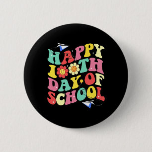 100. Schultag Vintag Groovy Student Kid Tea Button