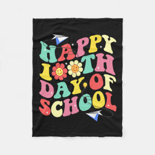 100. Schultag Vintag Groovy Student Kid Tea Fleecedecke