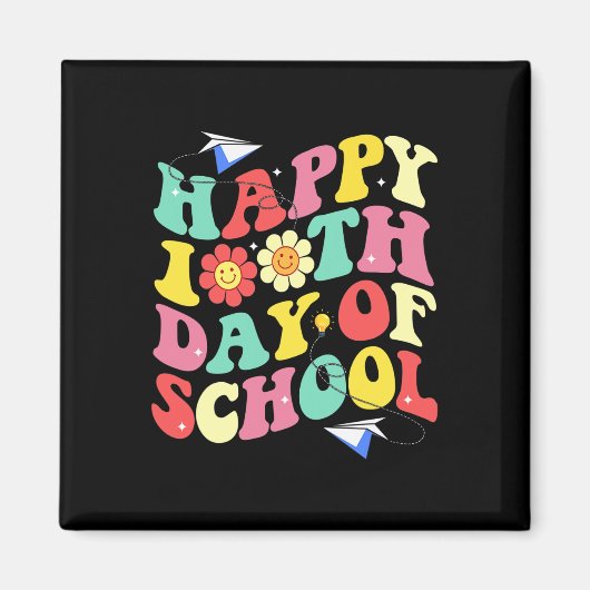 100. Schultag Vintag Groovy Student Kid Tea Magnet (Vorne)