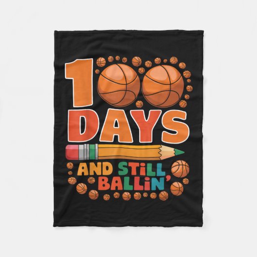 100 Schultage 100 Schultag Basketball Fleecedecke (Vorderseite)