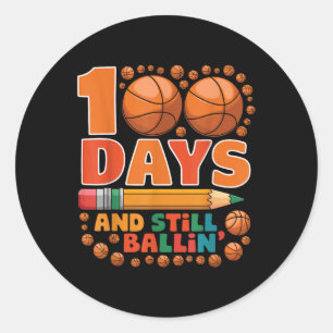 100 Schultage 100 Schultag Basketball Runder Aufkleber