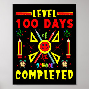 100 Schultage abgeschlossen 100 Tage Gaming-Spiel Poster