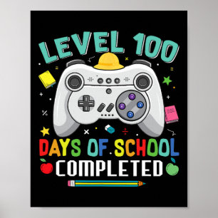 100 Schultage abgeschlossen Gamer Kids Boys 100. Poster