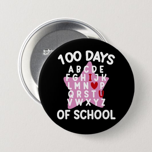 100 Schultage Alphabet 100. Tageslehrer Button (Vorne & Hinten)