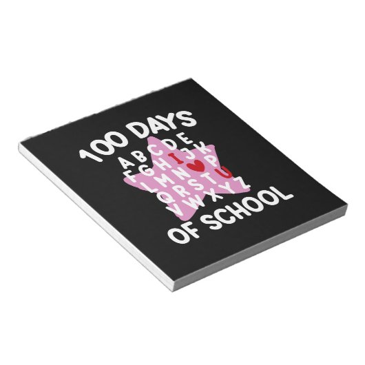 100 Schultage Alphabet 100. Tageslehrer Notizblock (angewinkelt)