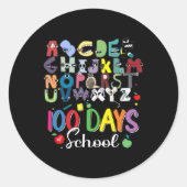 100 Schultage Alphabet Lore Abc's School Cost Runder Aufkleber (Vorderseite)