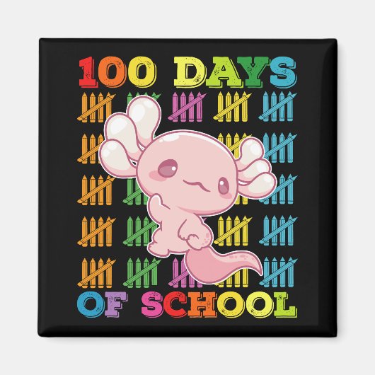 100 Schultage Axolotl Lehrer Magnet (Vorne)